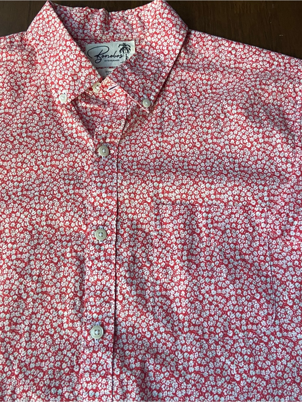 Bonobos Fit To Go Places Short Sleeve Slim Fit Men M Pink Floral Casual Button